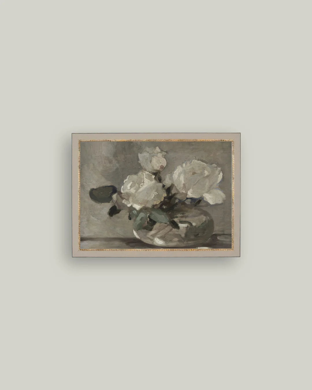 White Roses In Vase On Canvas