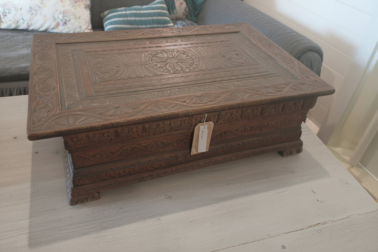18th Century Antique Carved Oak Wedding Box
