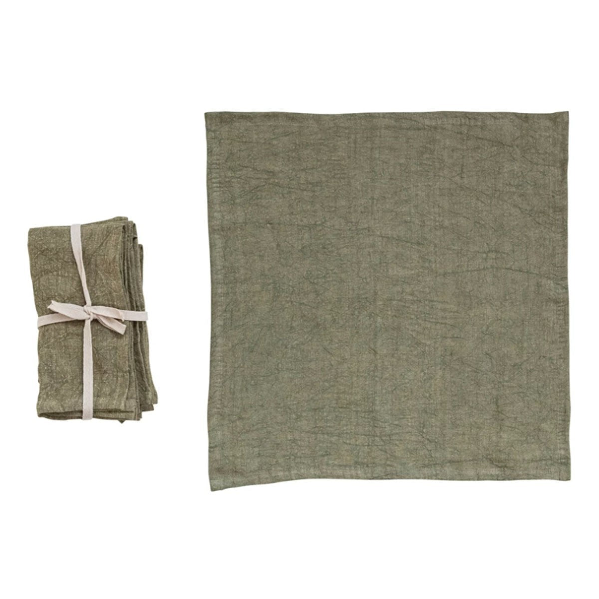 Stonewashed Linen Cocktail Napkins, Set of 4 Natural Linen