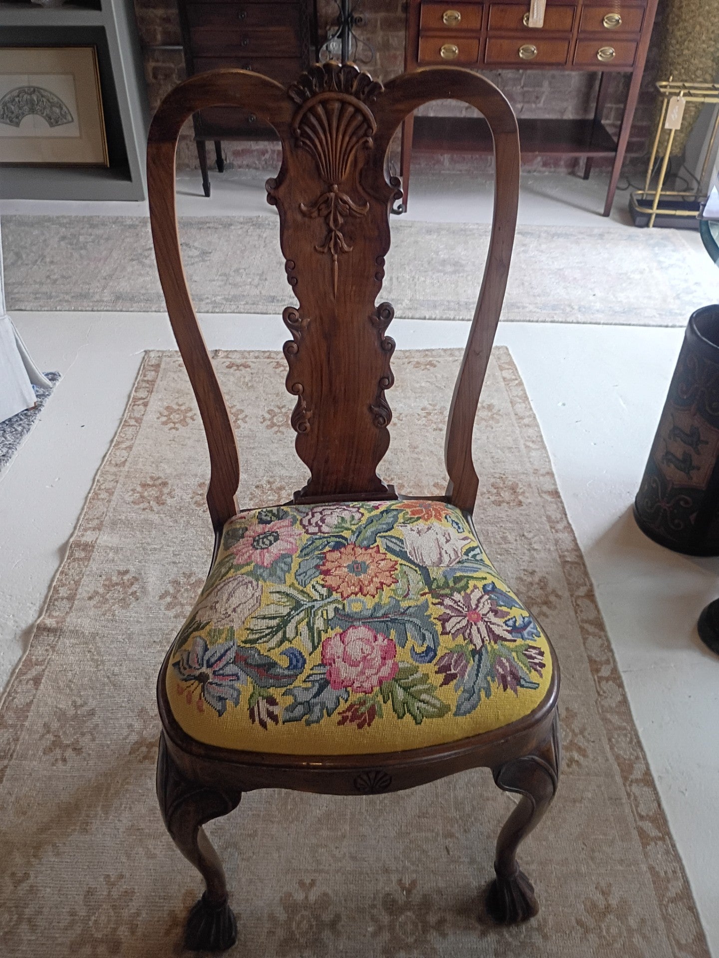 Queen Ann Style Walnut w/needle point Chairs