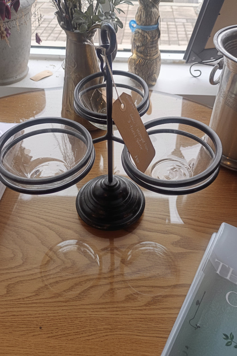 Glass and Wrought Iron 3-tiered server