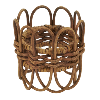 Twisted Rattan Napkin Ring. White, Caramel and Grey.