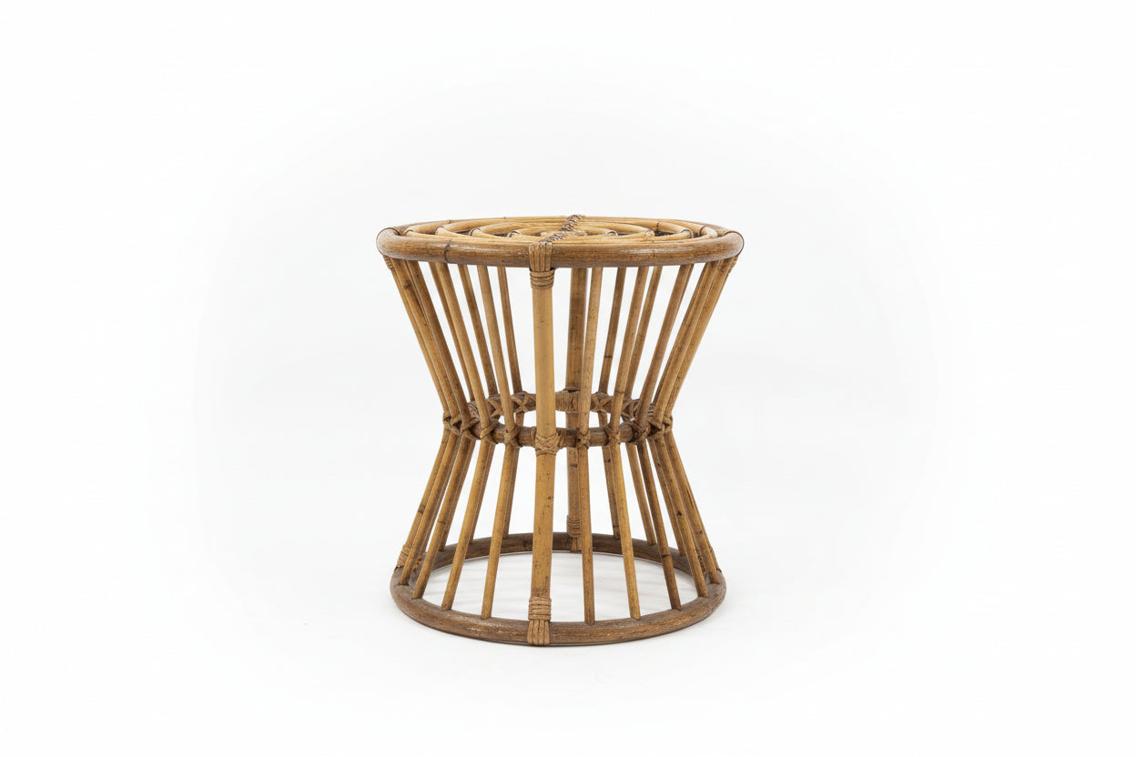 Mid Century Bamboo Stool Hourglass shape