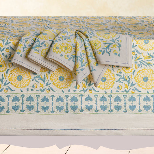 Hand blocked tablecloth