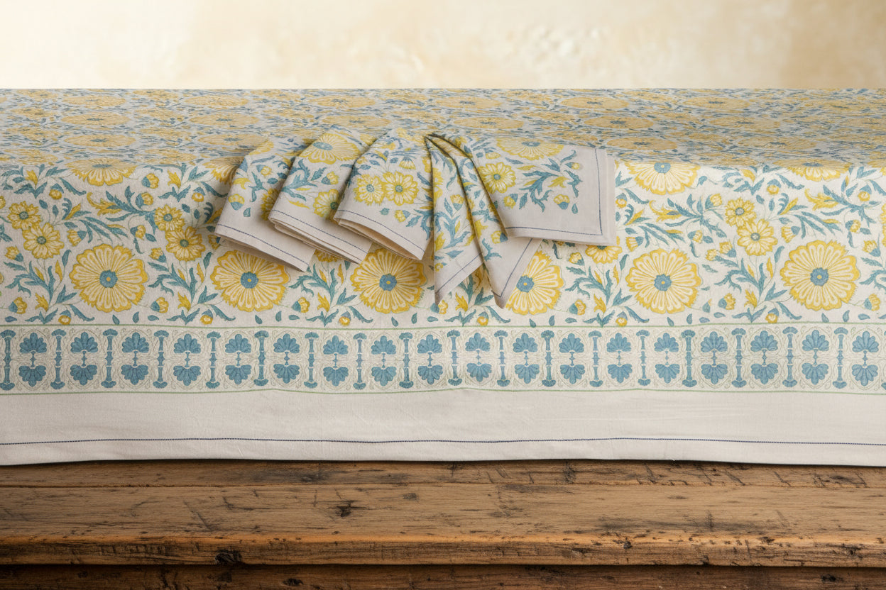 Hand Blocked Tablecloth