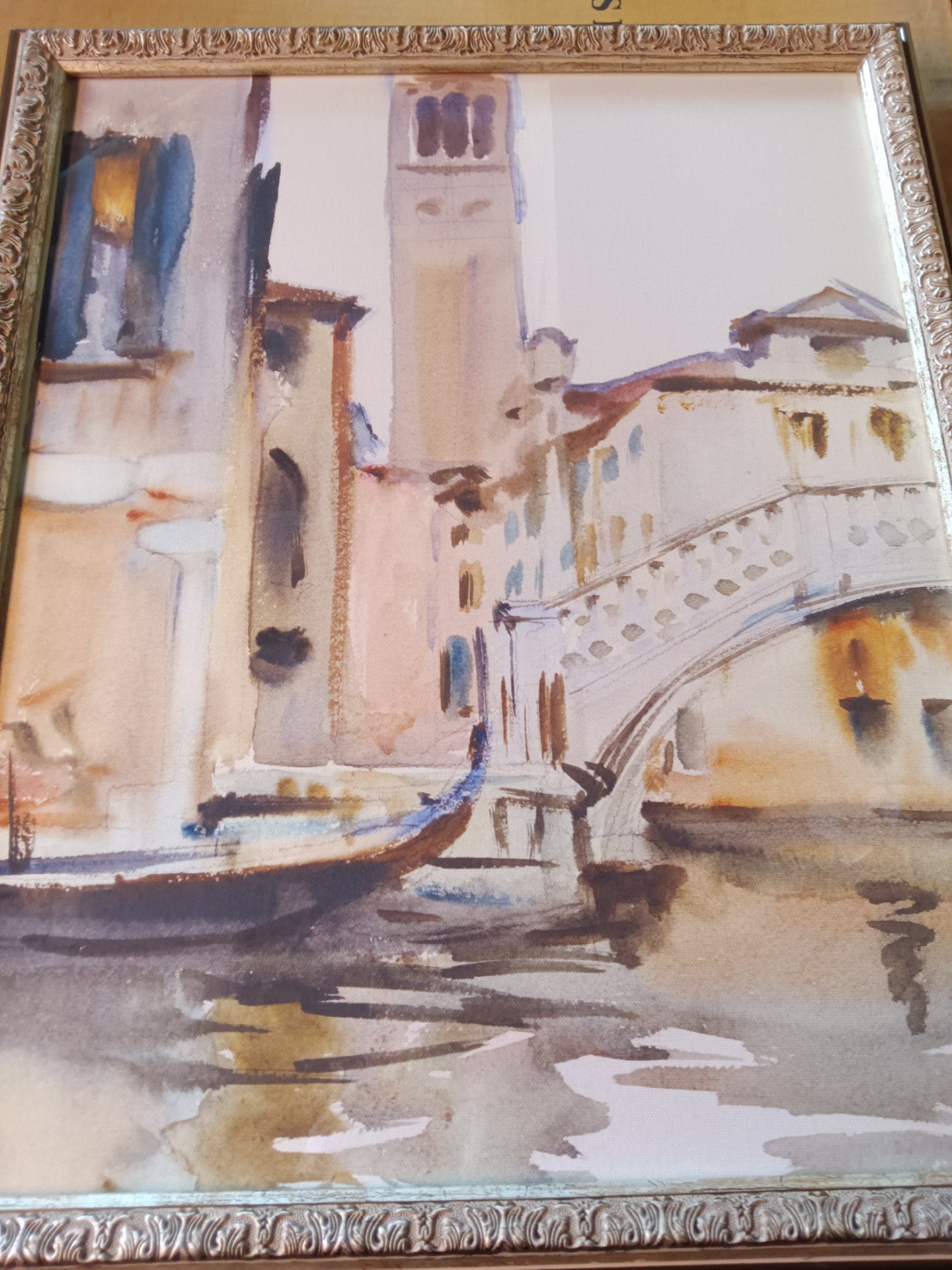 Bridge over canal on canvas