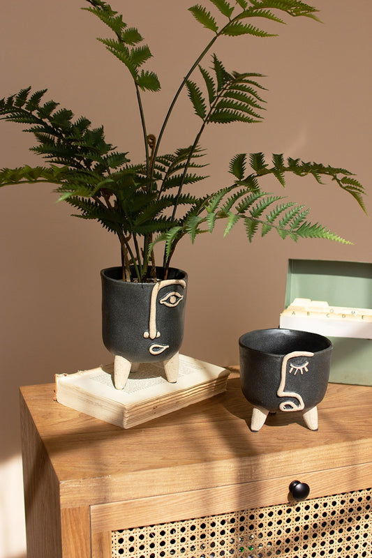 Planter w/Cute abstract facial designs