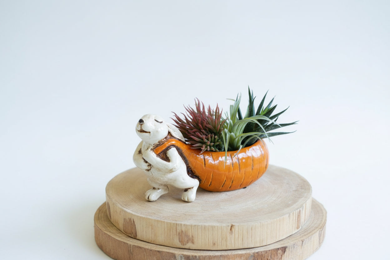 Rabbitt Pulling Carrot Planter