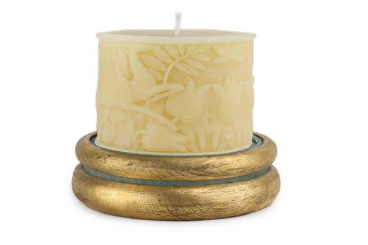 Cream Gazelle Hand Poured Candle with Gold Wood Base