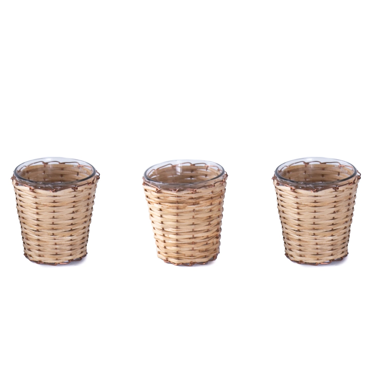Artisan wood bamboo glass votive