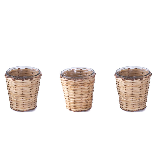 Artisan wood bamboo glass votive