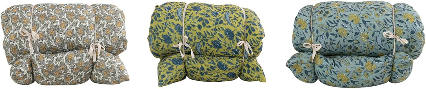 Cotton Tufted French Cushions with Floral Patterns