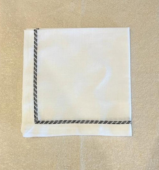 Napkin three stitched lines. Black