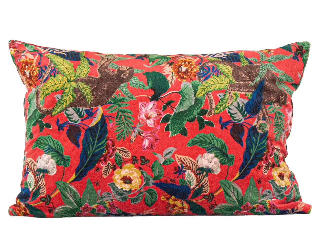 Small Monkey Red Lumbar Pillow
