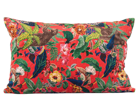 Small Monkey Red Lumbar Pillow