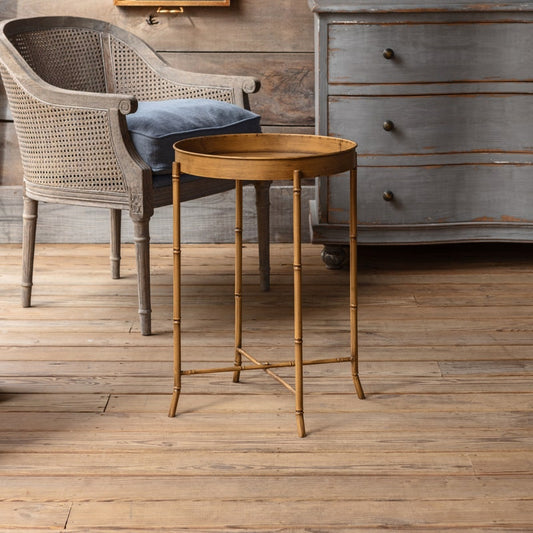 Faux Metal Bamboo Tea Table