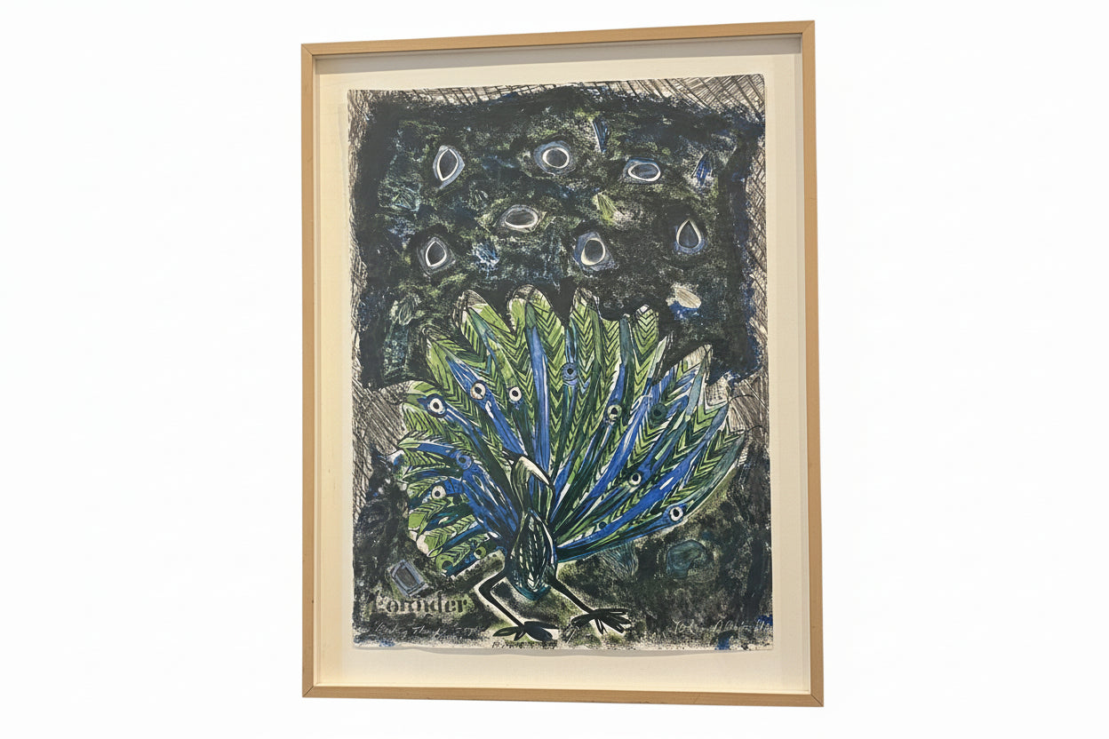 Pretty Peacock Floating in Frame with Cutouts