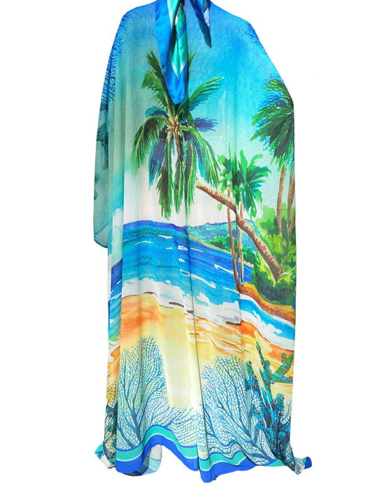 Chiffon Kaftan w/ Palm trees