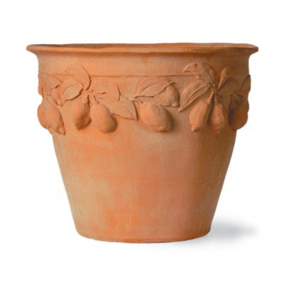 Citrus Round Terracotta Planter w/Lemon outlines