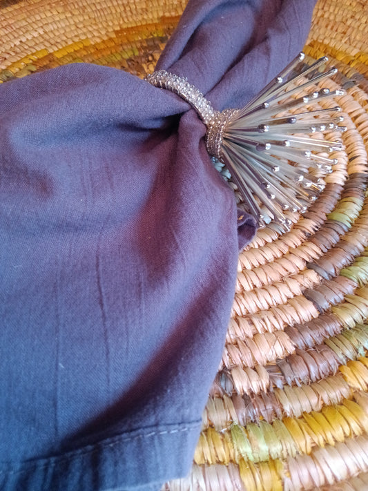 Silver spiked/beaded napkin ring