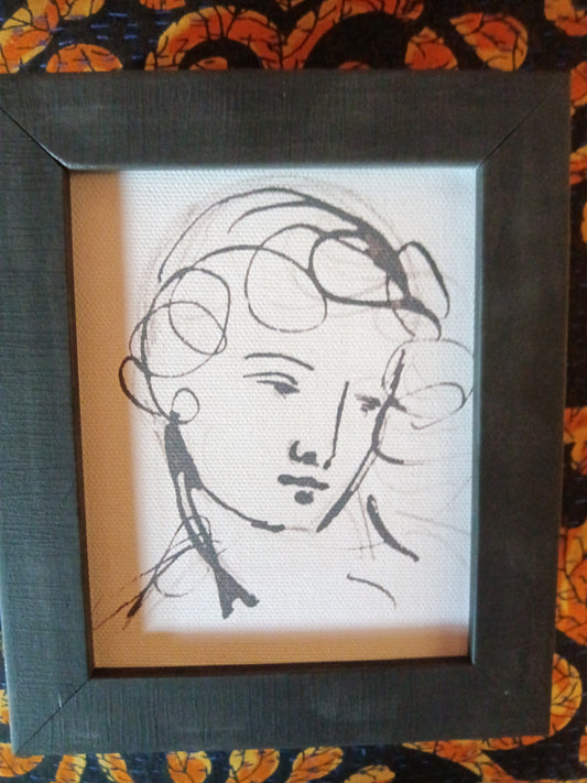 Sketched Woman on Canvas