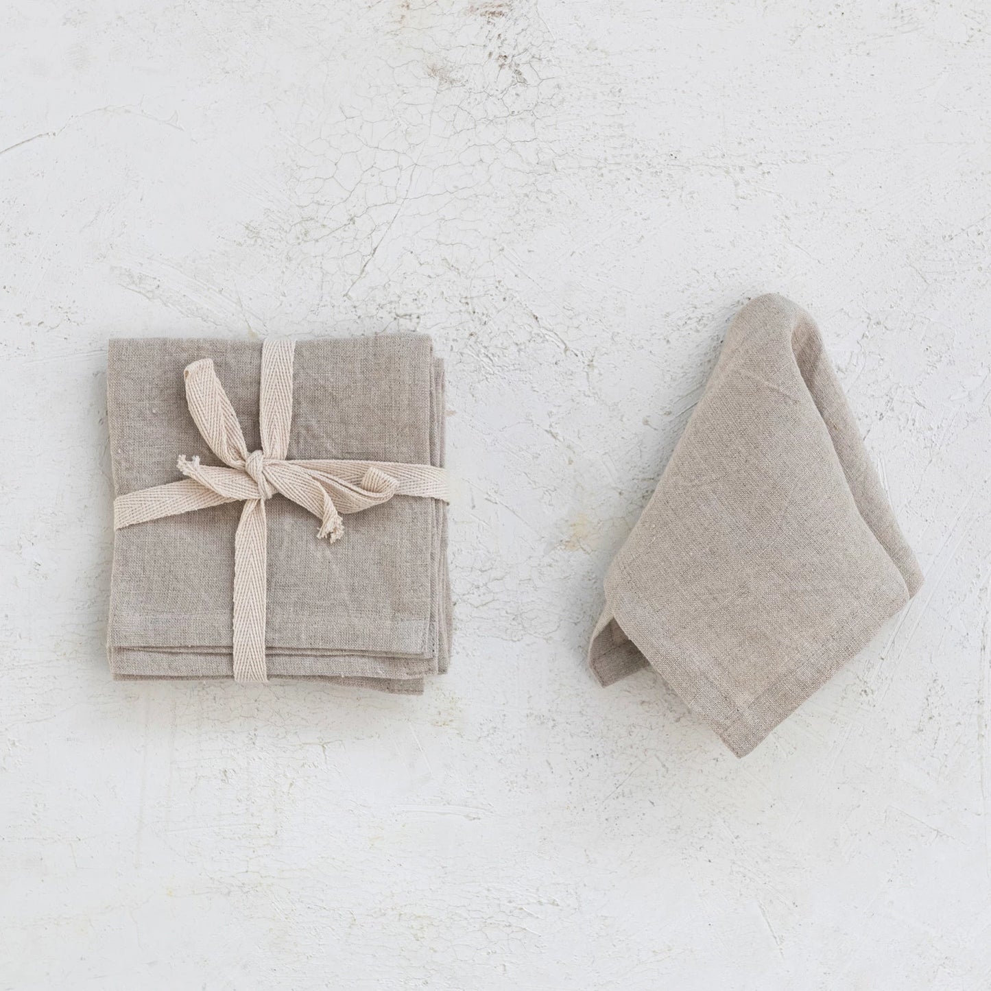 Stonewashed Linen Cocktail Napkins, Set of 4 Natural Linen
