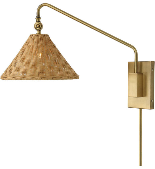 Coolie lamp shade w/brass finish accents