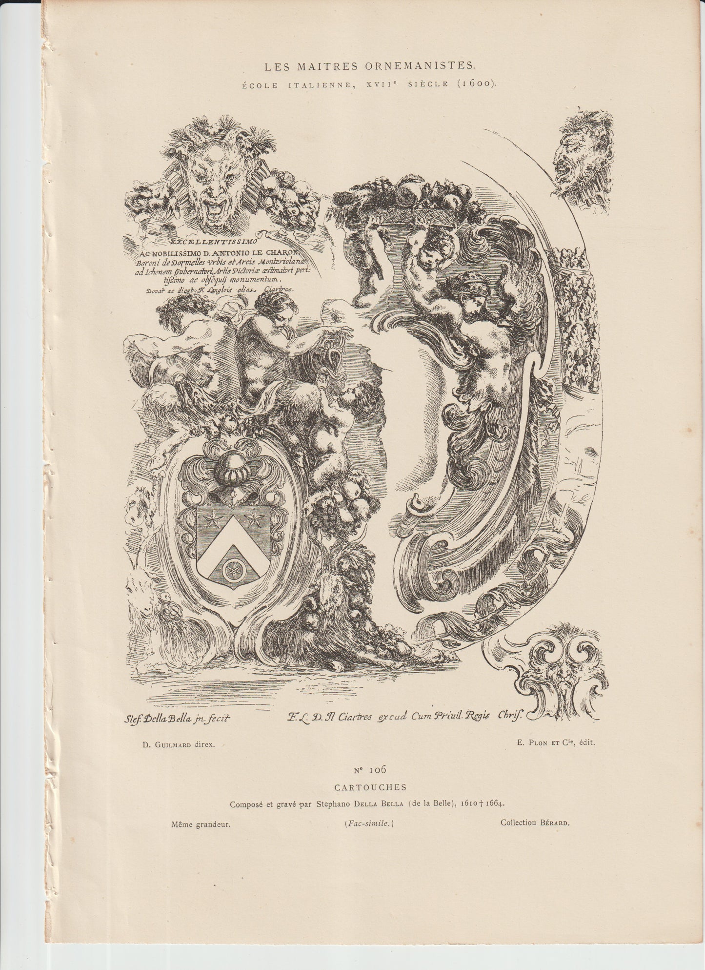 “Stefano Della Bella ‘Cartouches’ Engraving — Italian Baroque Ornament — Plon et Cie Facsimile No.106”