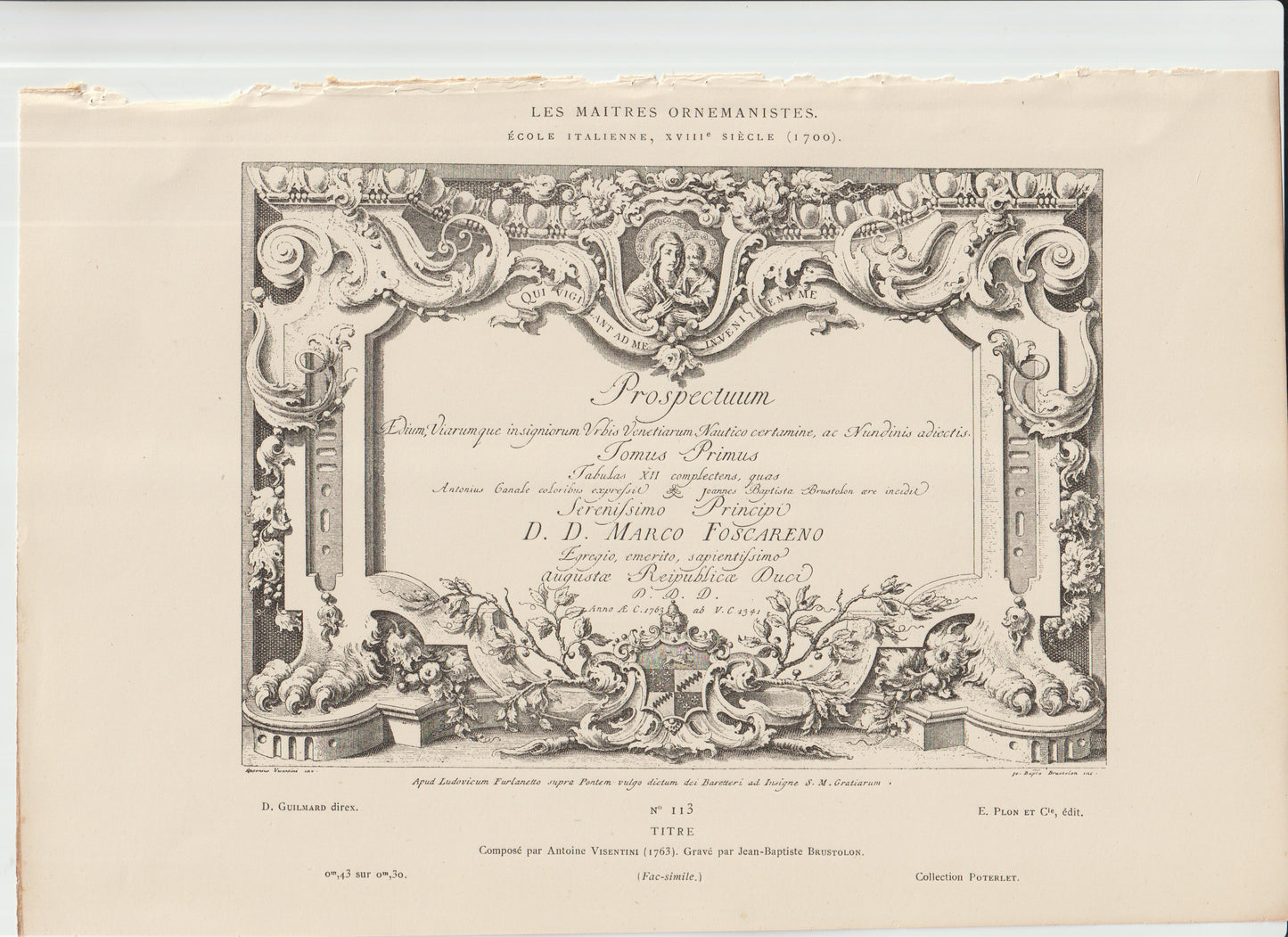 “Antique Ornamental Title Page • ‘Titre — Antoine Visentini’ • Watteau/Bribourg Baroque Cartouche • 19th‑Century French Engraving”