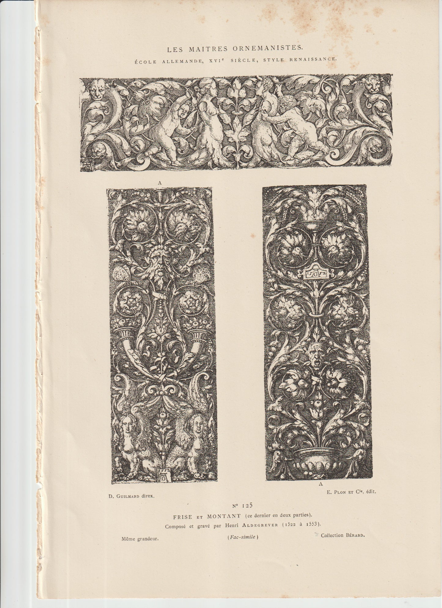 “Aldegrever Frise & Grotesque Panel – Les Maîtres Ornemanistes No. 125 – 19th‑c. Plon Facsimile Engraving”