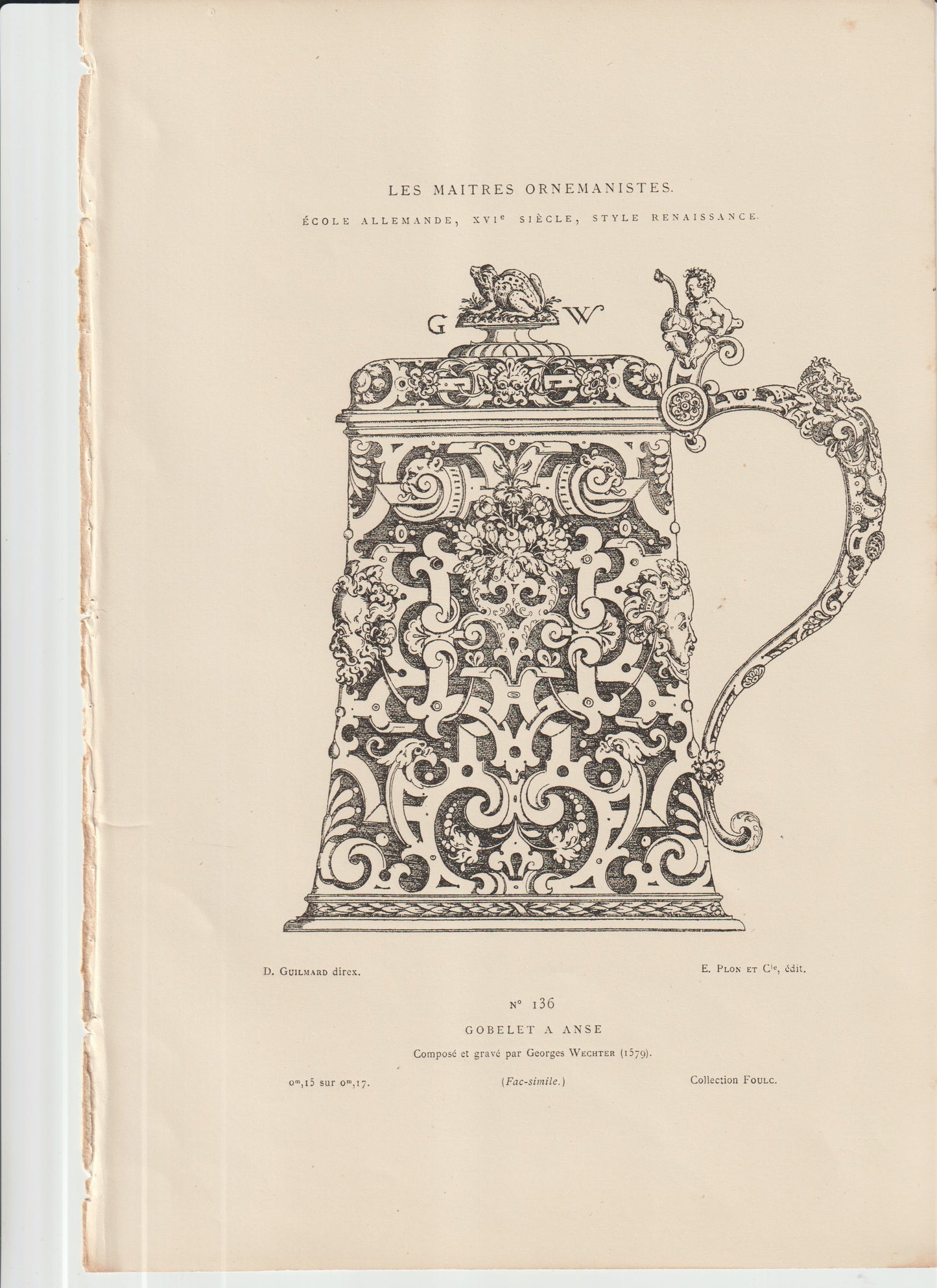 “Renaissance Ornamental Tankard Engraving • 1579 Wechter Goblet • German Antique Barware Art Print • Les Maîtres Ornemanistes”