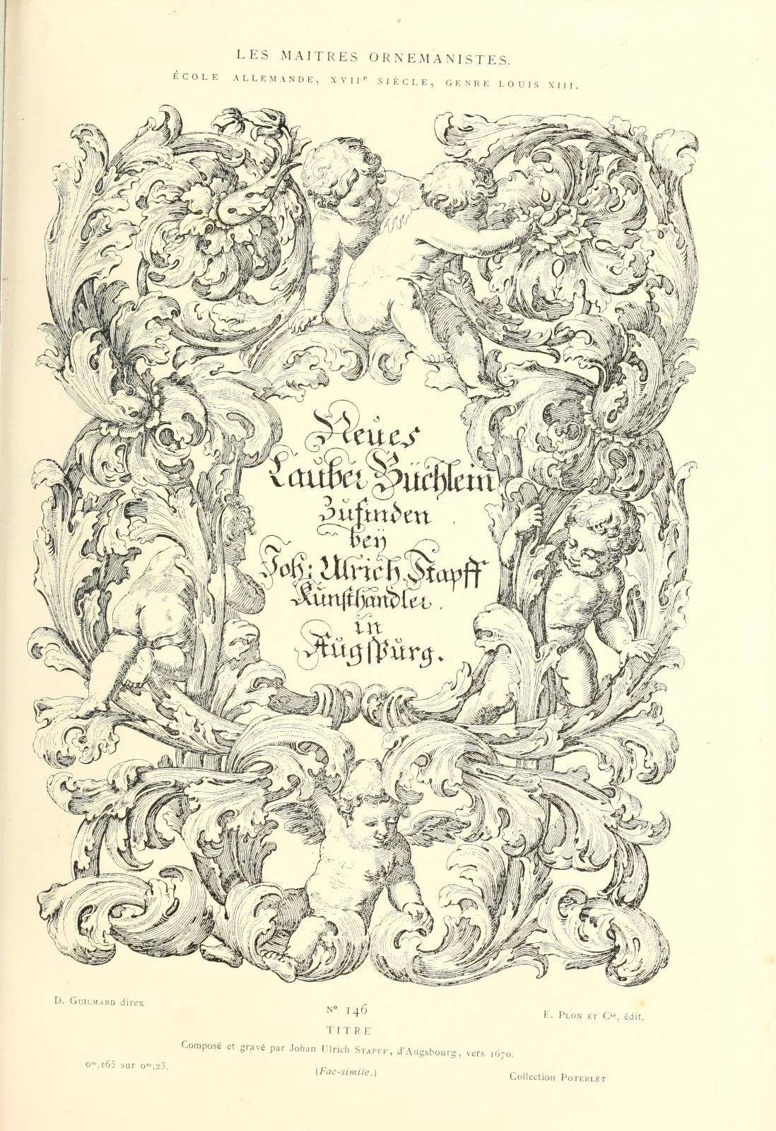 Les Maîtres Ornemanistes Plate 146 — 18th‑Century Rococo Ornament Engraving — Original Antique French Decorative Art Print