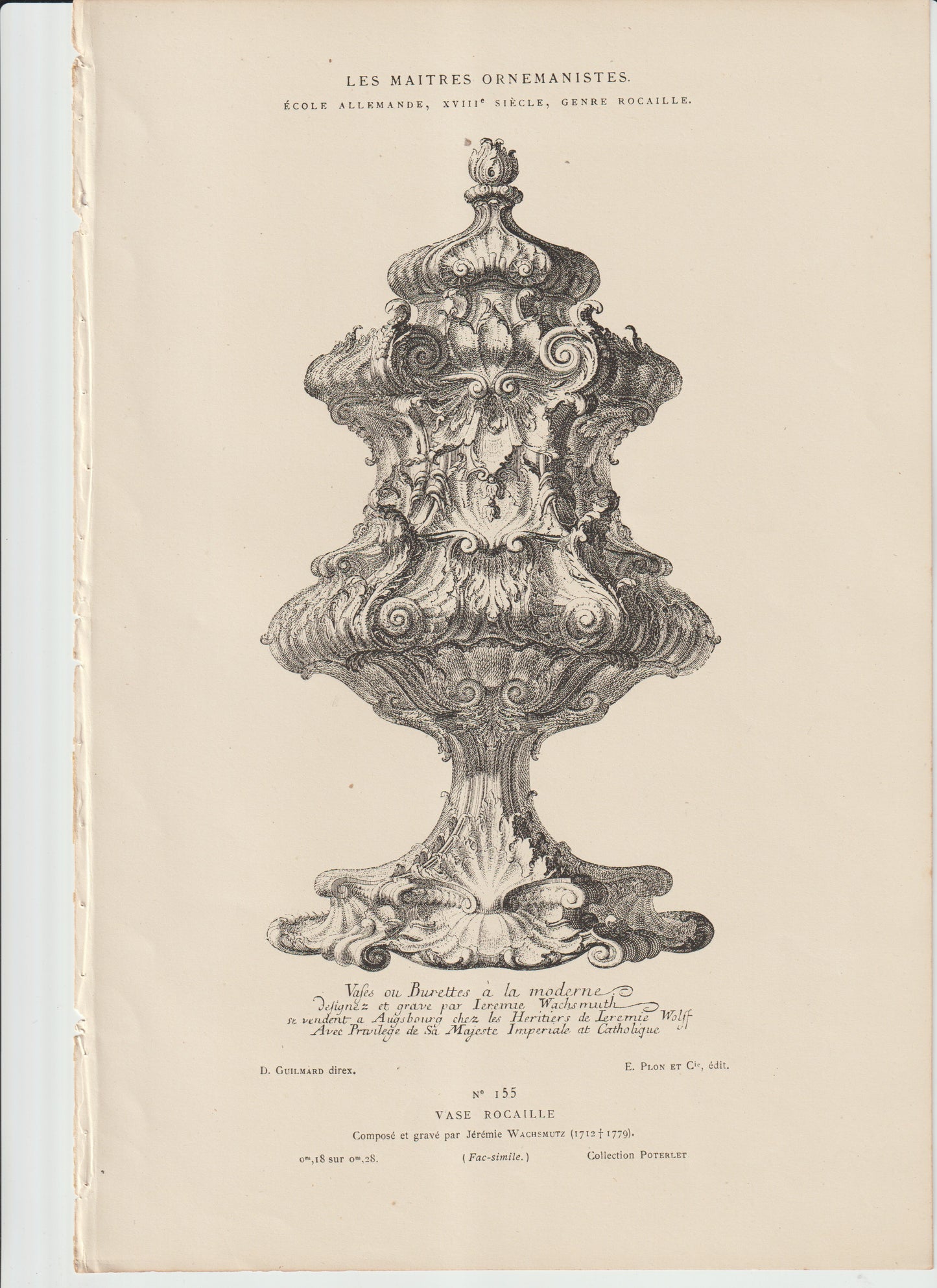 “Antique Rococo Vase Engraving • 18th‑Century German Rocaille Art • Jeremie Wachsmuth Ornamental Print • Baroque Home Décor”