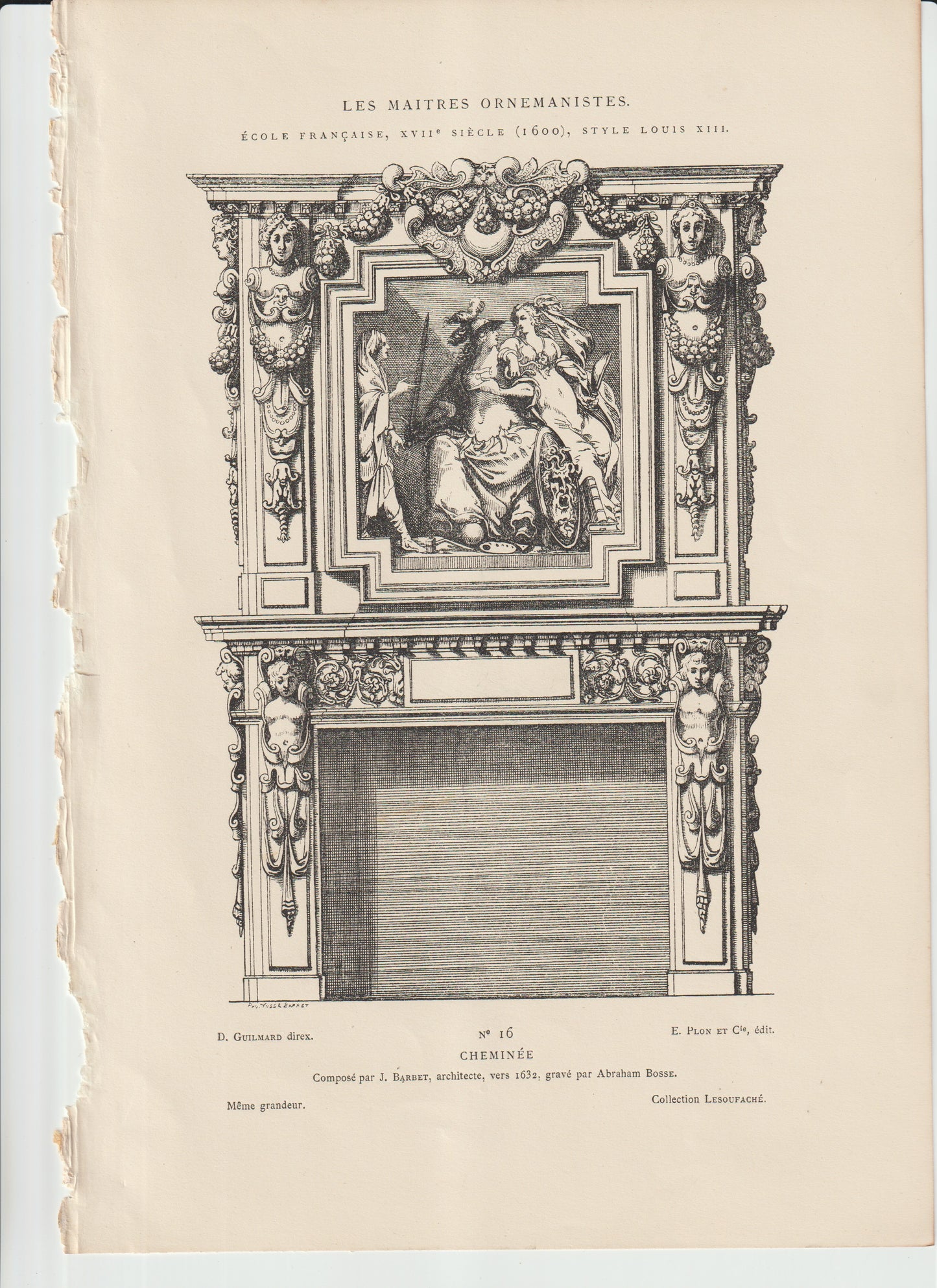 “1623 Louis XIII Fireplace Design — Antique Architectural Engraving by Abraham Bosse — French Baroque Cheminée Art Print”