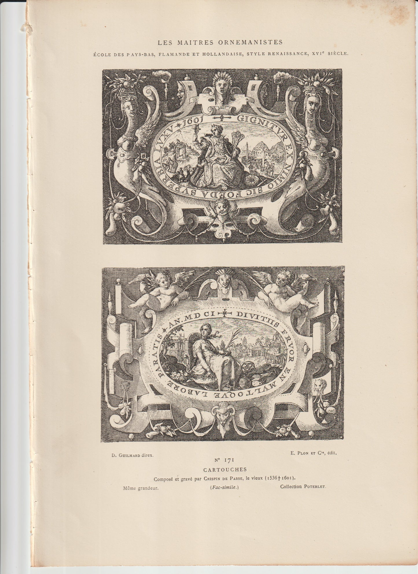 “Crispin de Passe Cartouches — Renaissance Ornament Engraving — Les Maîtres Ornemanistes No. 171 (Plon et Cie)”