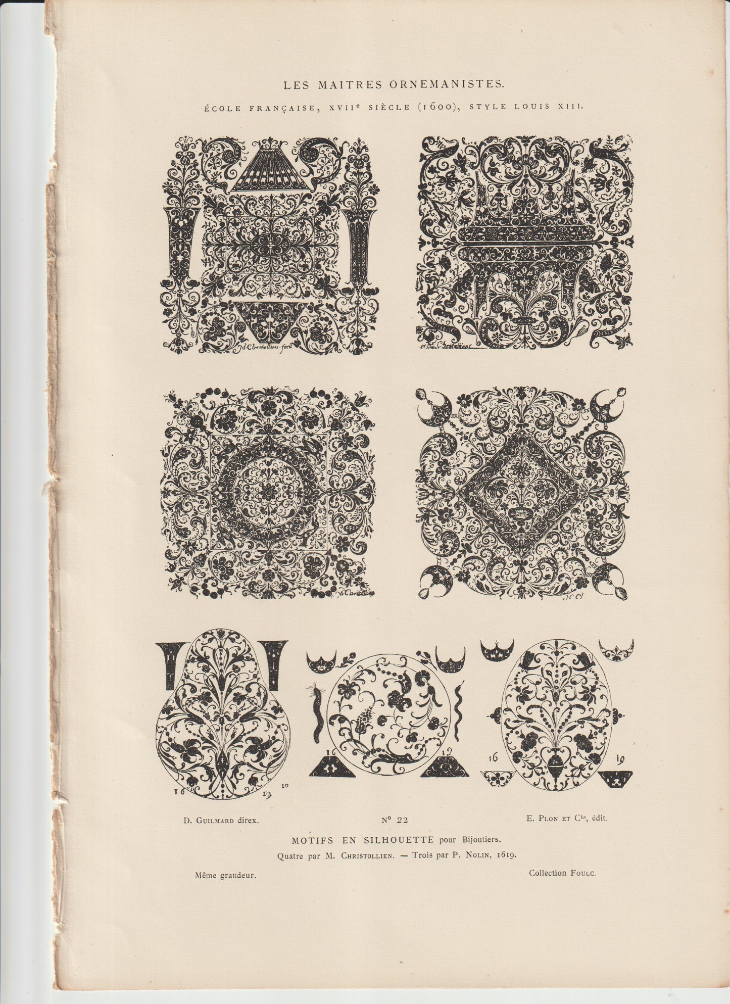 “1619 French Louis XIII Jewelry Motif Engravings — Christollen & Nolin Ornamental Silhouettes (Plate No. 22)”