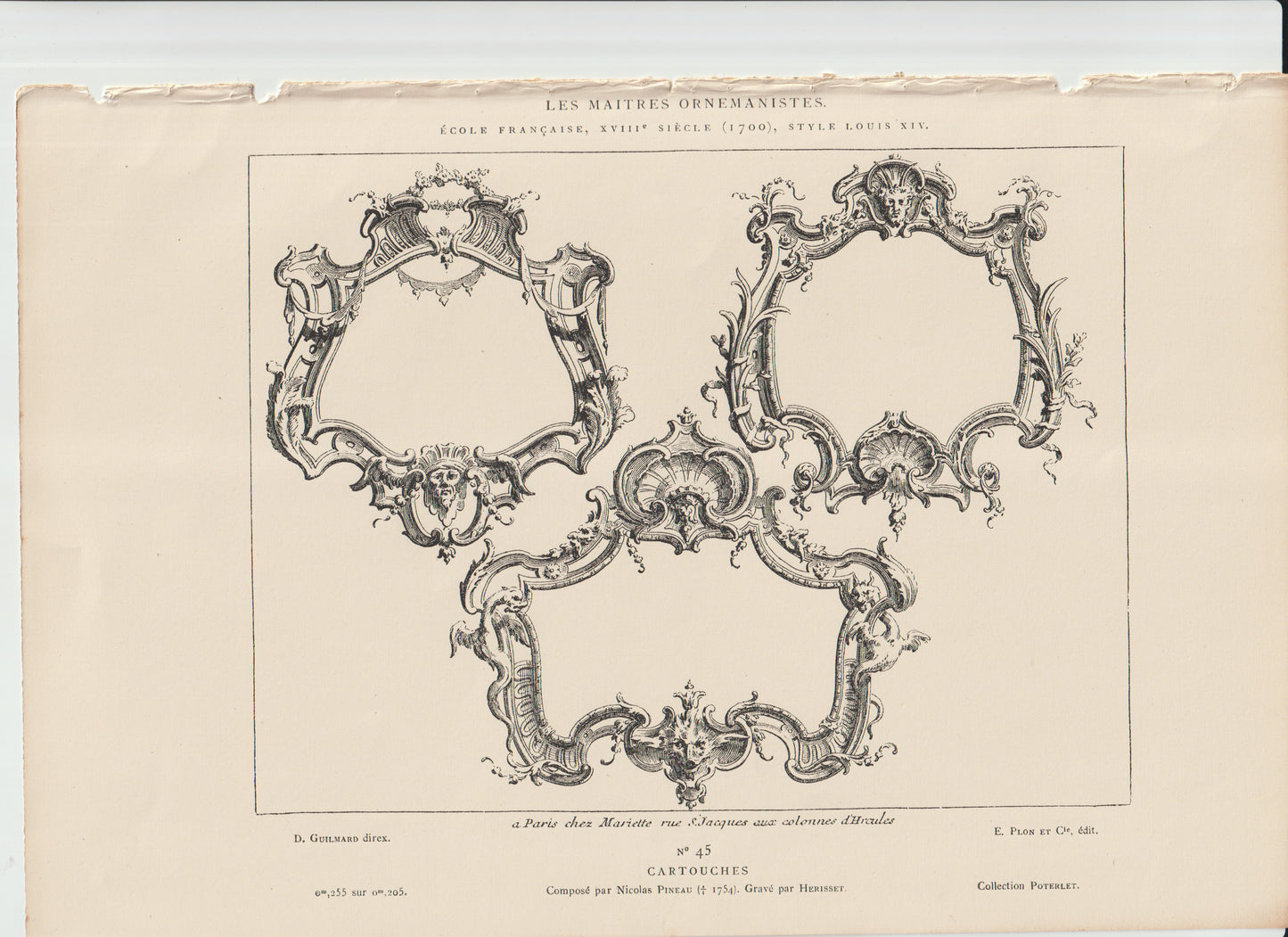 “Antique French Rococo Cartouches • Designed by Nicolas Pineau • Les Maîtres Ornemanistes No. 45”