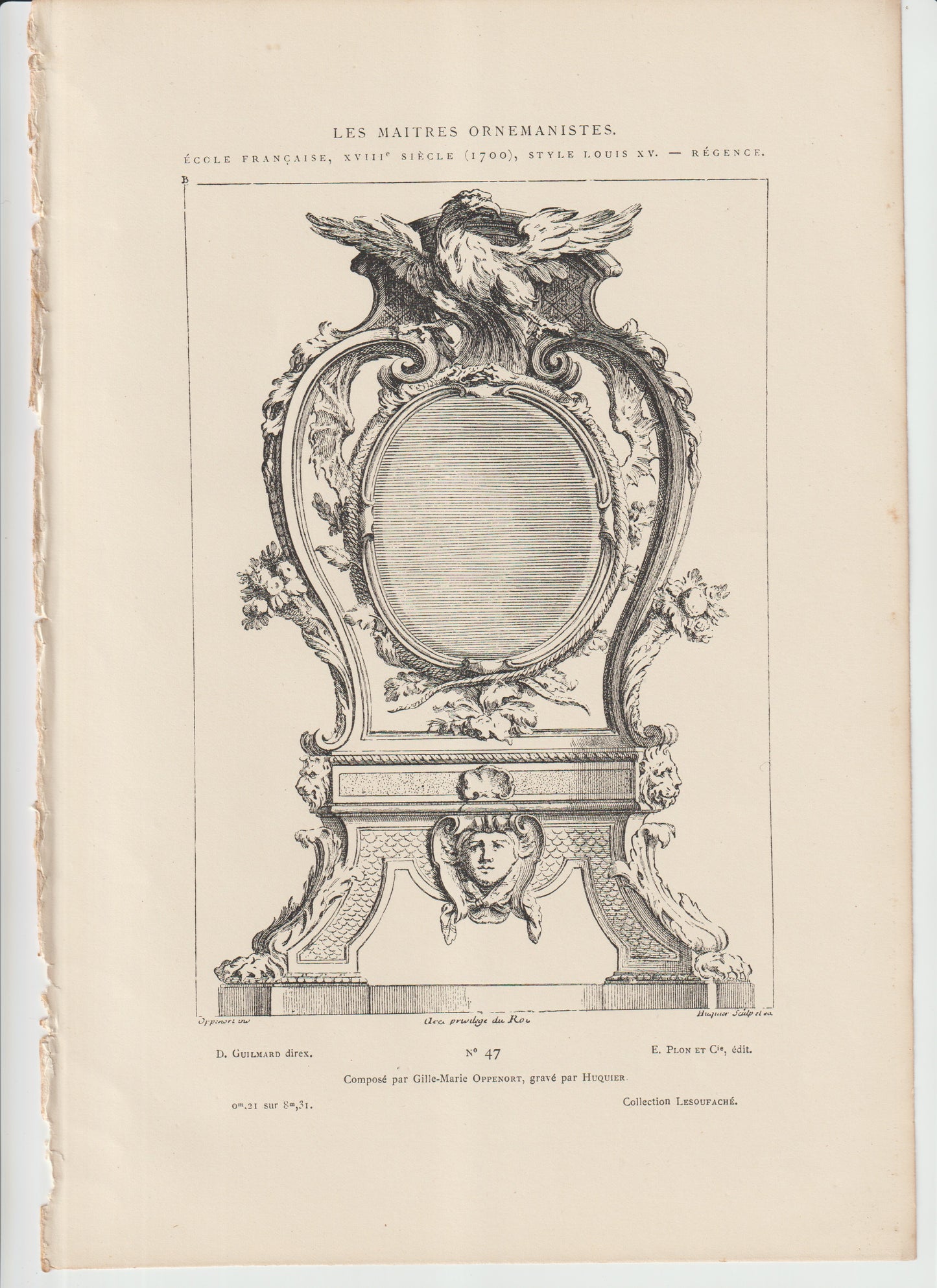 “Antique 19th‑C French Rococo Frame Engraving — Oppenordt & Huquier, Régence Louis XV Ornament, Plon et Cie”