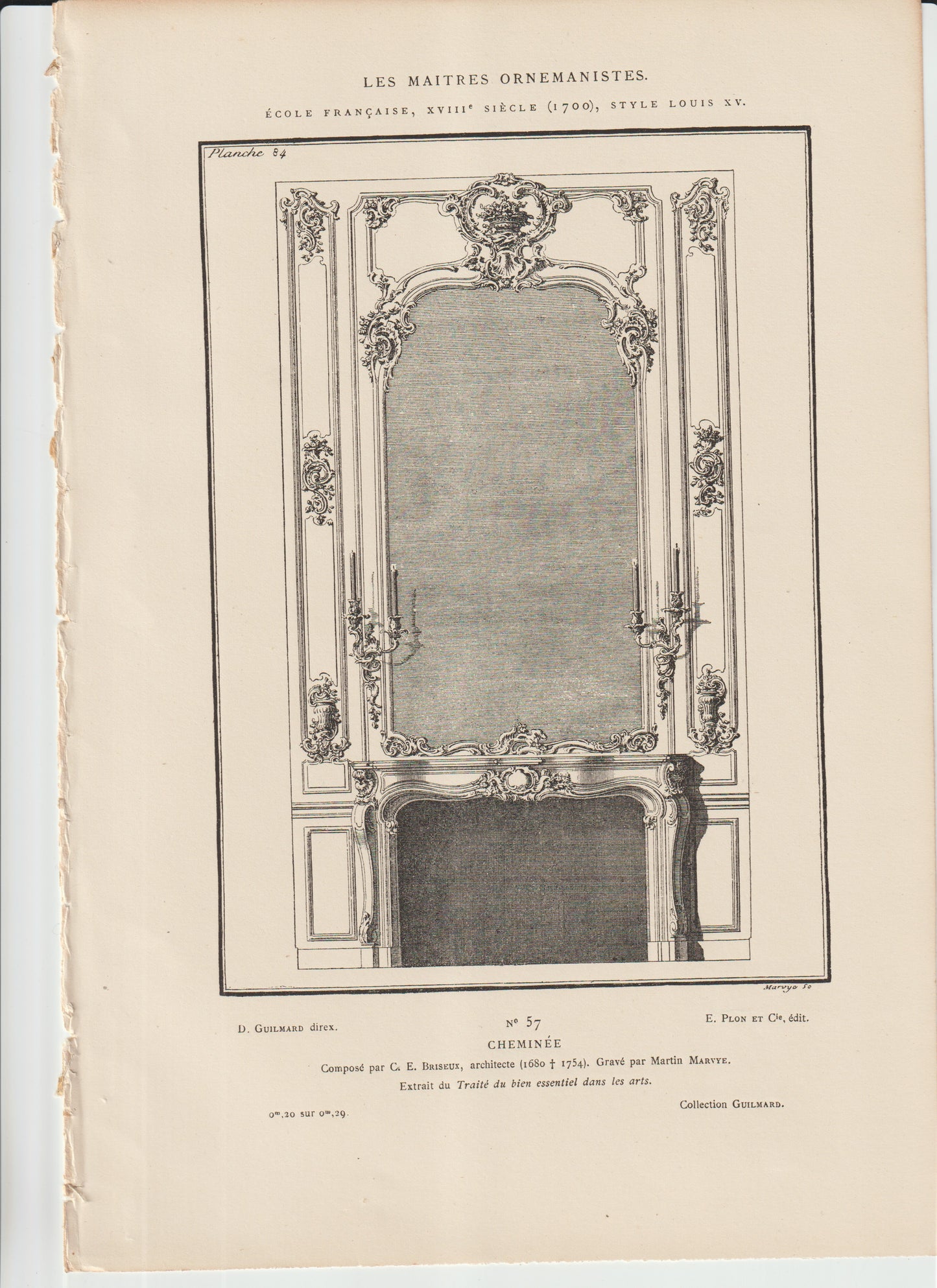 “Briseux ‘Cheminée’ Fireplace Engraving – Planche 84, Plon et Cie – Les Maîtres Ornemanistes”