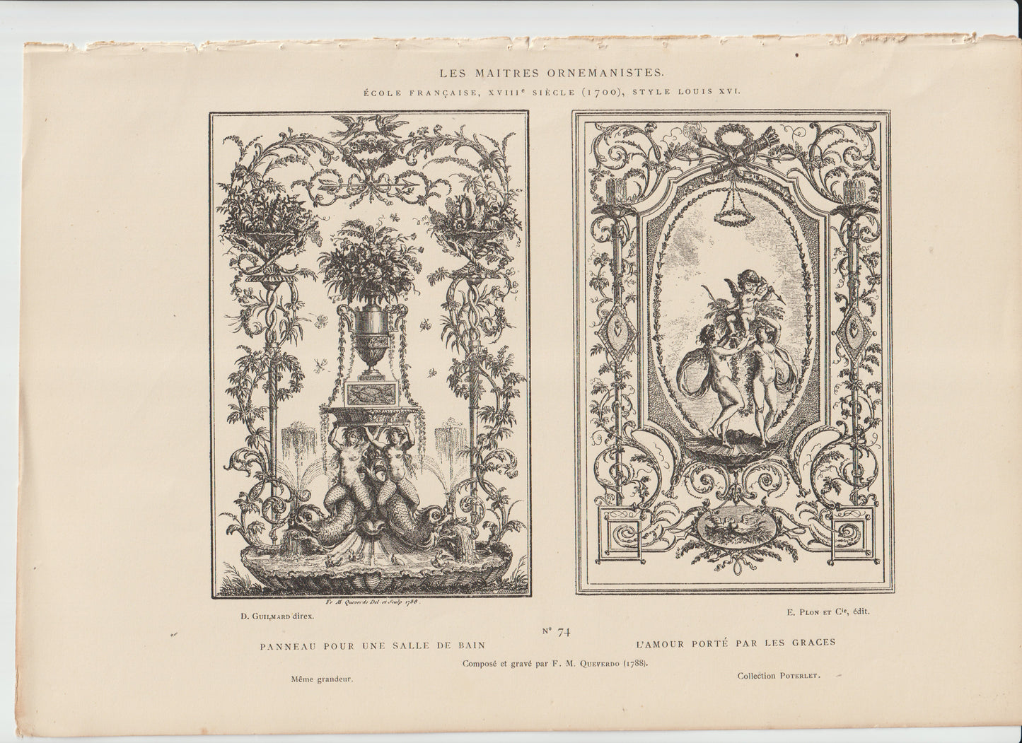 “‘L’Amour Porté par les Grâces,’ Louis XVI Engraving, E. Roux et Cie, 1790 — French Neoclassical Ornament”