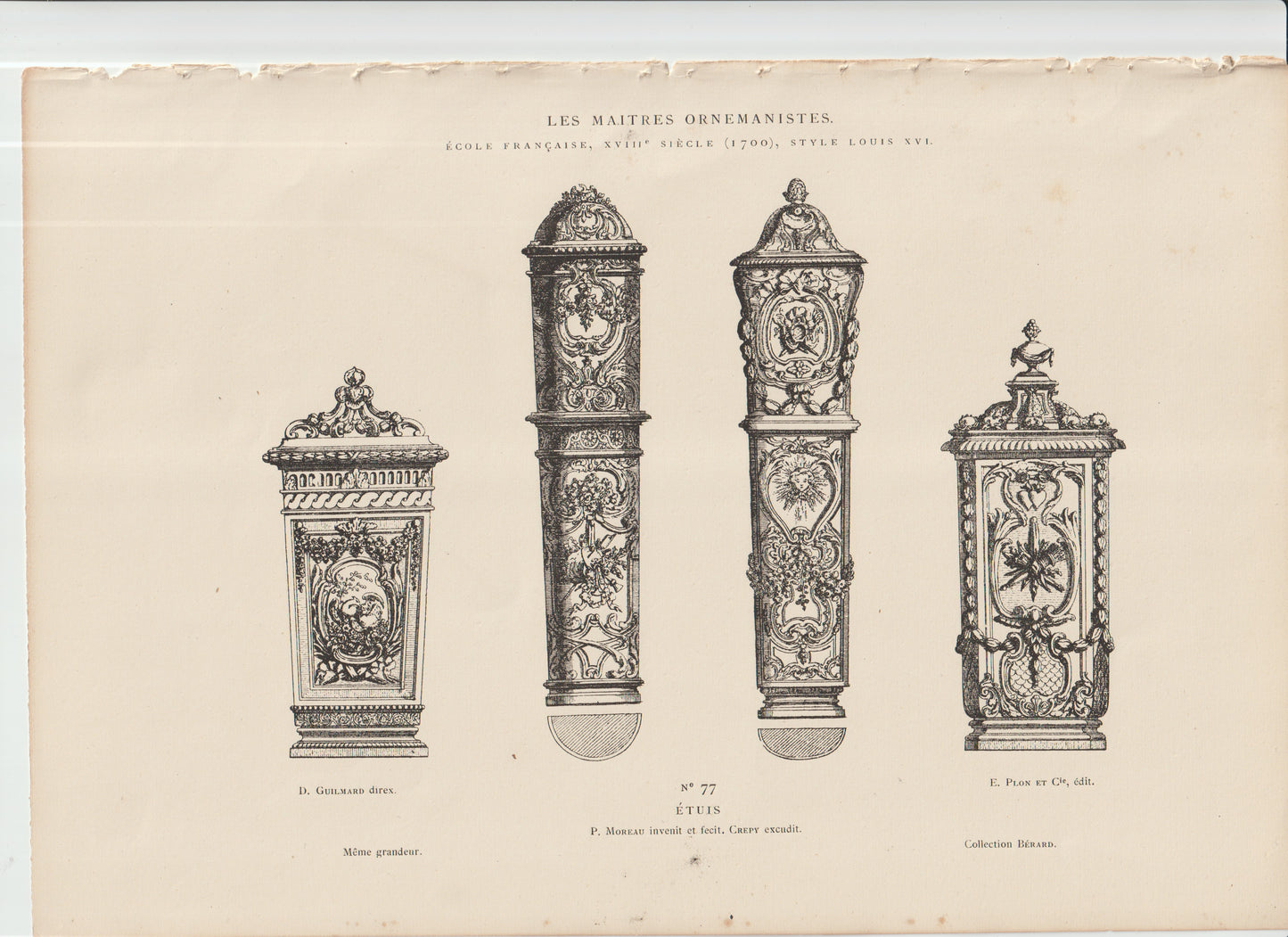 “Antique 19th‑C French Louis XVI Étuis Engraving — Ornamental Cases, Roux Collection”