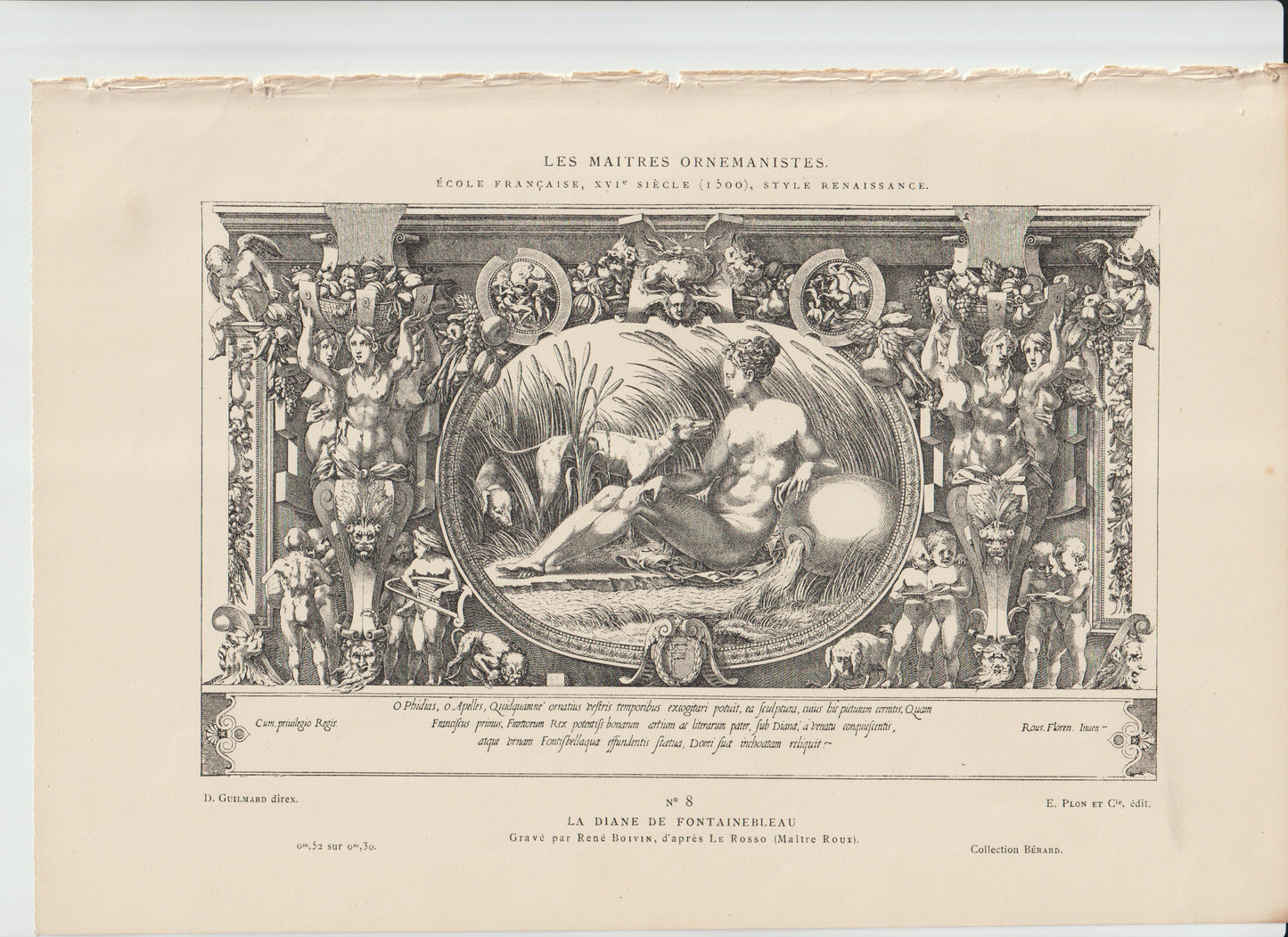 “La Diane de Fontainebleau – 19th‑Century French Engraving, Regnier after Gallice Royal, Les Maîtres Ornemanistes No. 8”