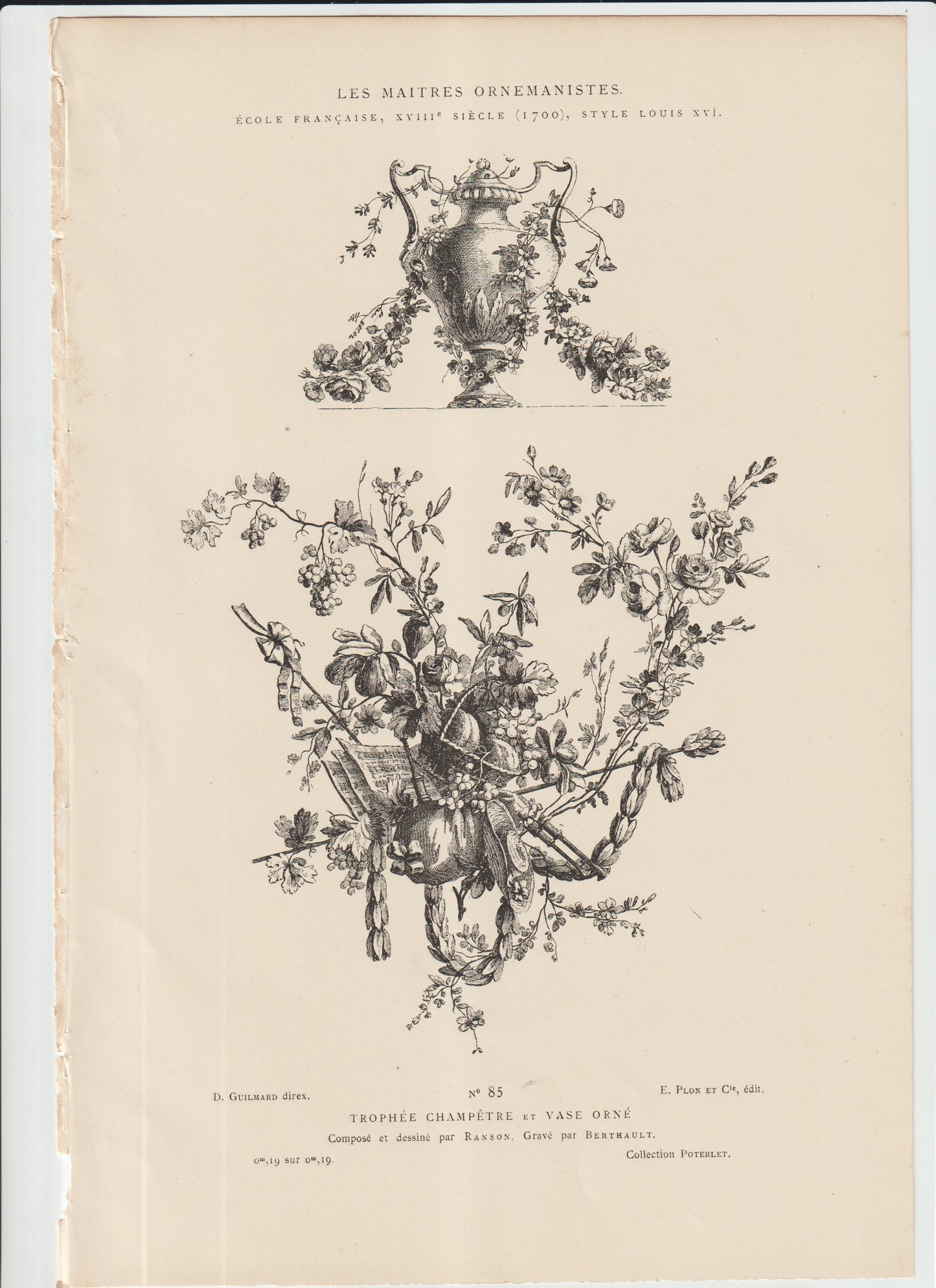 “1780s Louis XVI ‘Trophée Champêtre & Vase Orné’ — Ranson & Berthault Engraving, Plon Edition”