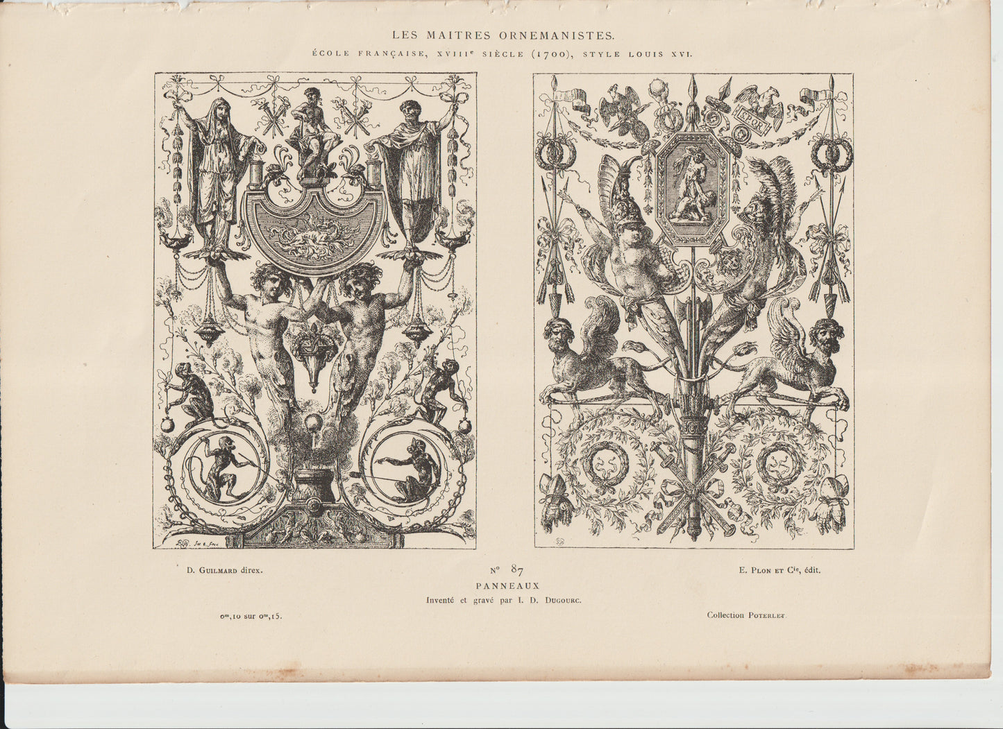 “Dugourc Louis XVI Ornamental Panels — 1790 French ‘Panneaux’ Engraving, Les Maîtres Ornemanistes No. 87”