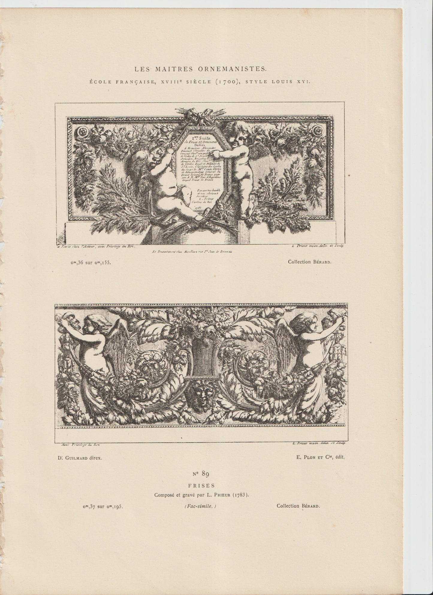 Designed and engraved by Louis Prieur, 1783. French School, Louis XVI period.