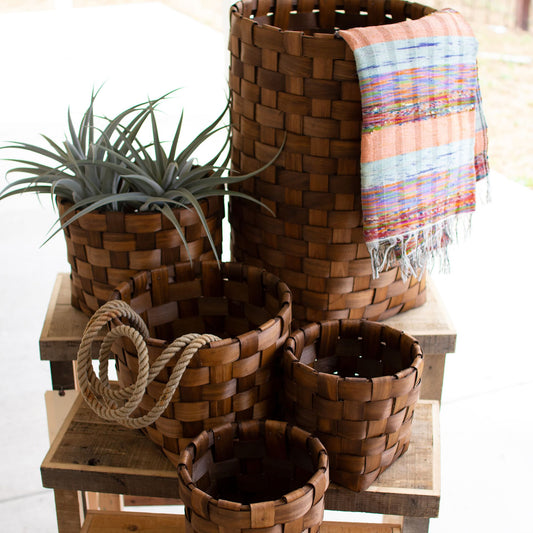 Round chip wood nesting basket