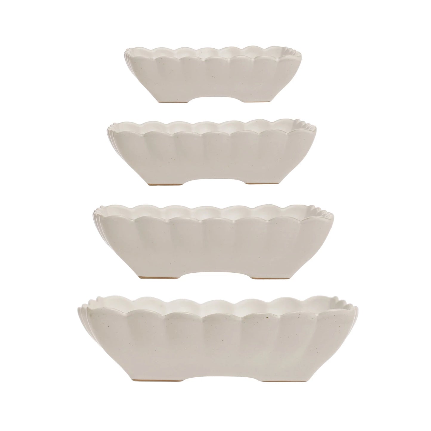 Stoneware Serving Dishes with Scalloped Edges