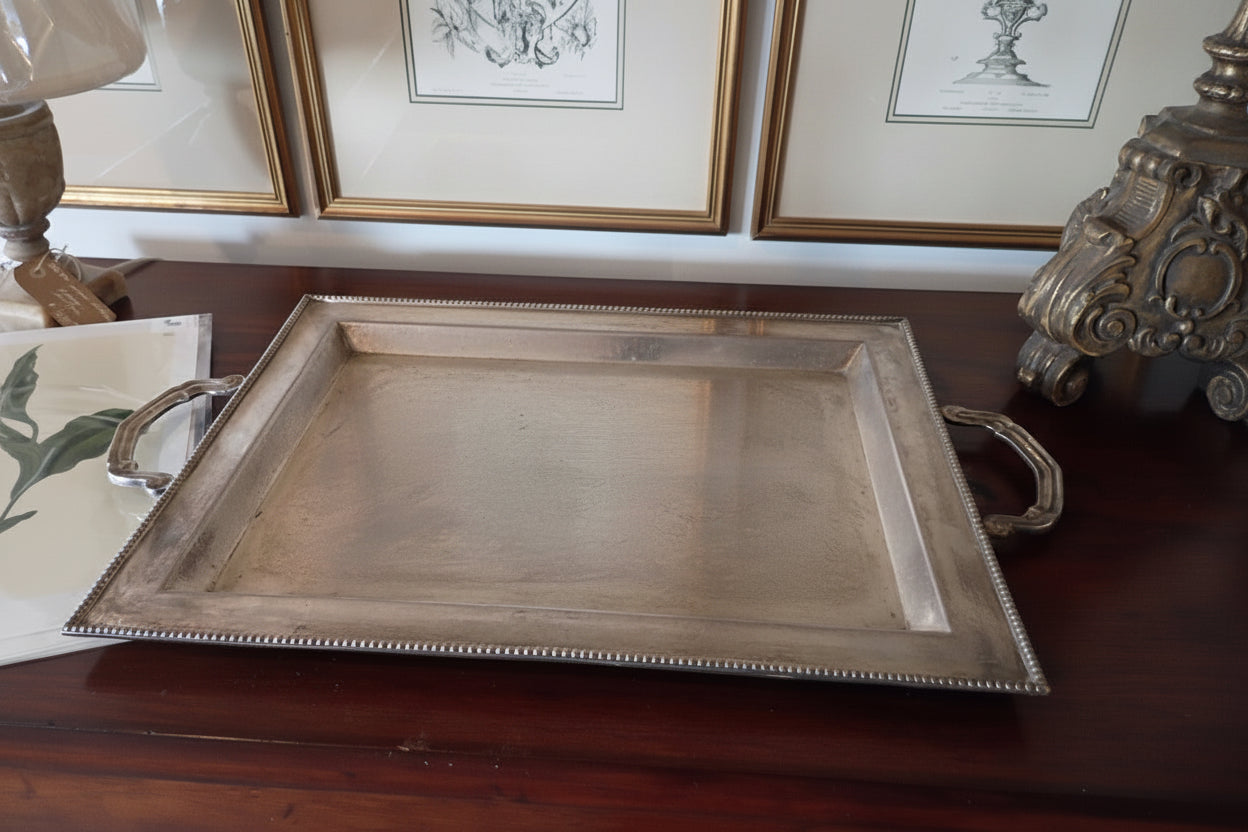Silver Plate Large Rectangle Tray