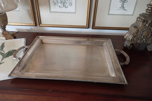 Silver Plate Large Rectangle Tray
