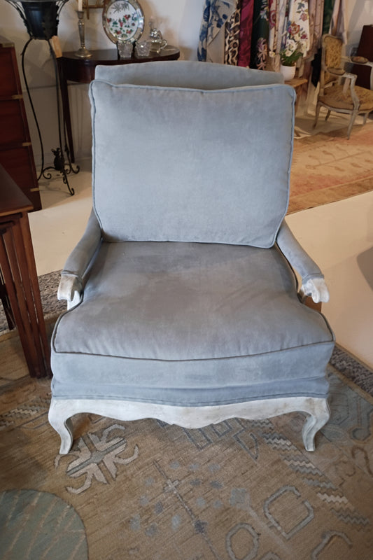 Light Blue Century Restored Bergere Chair